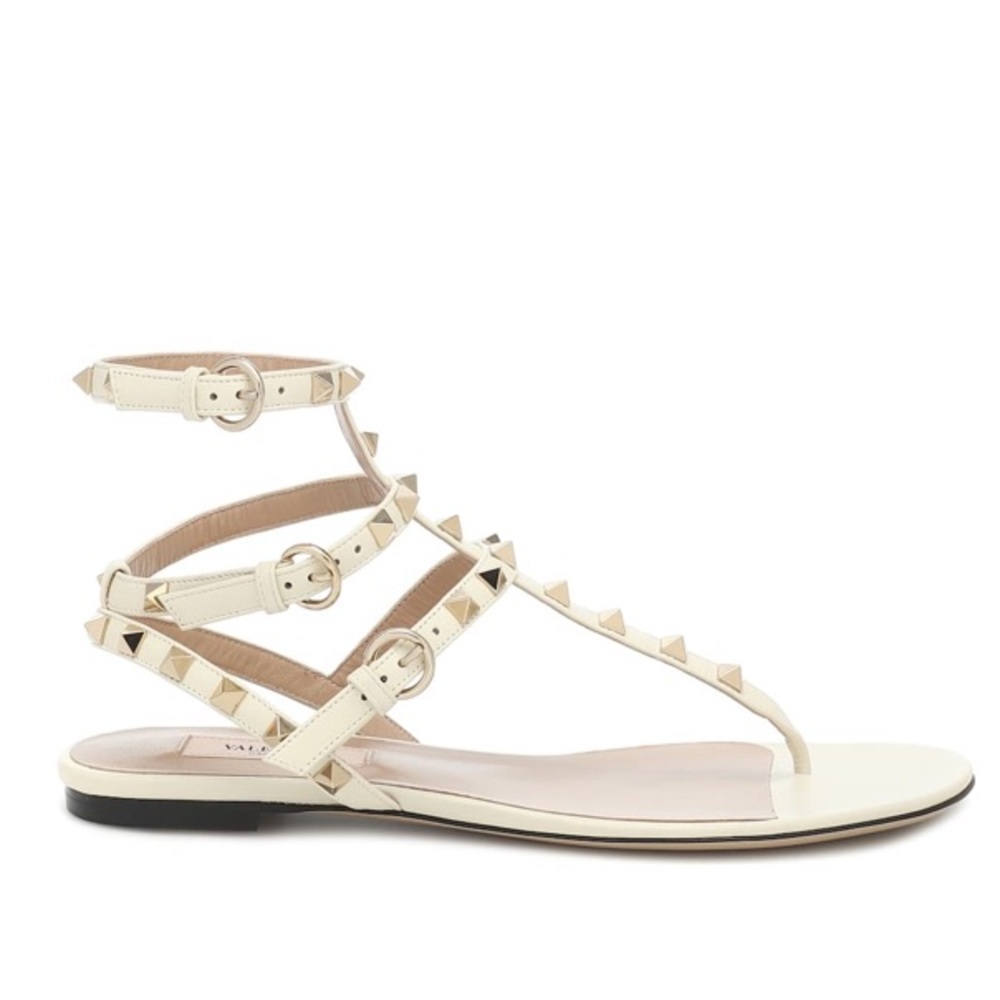 Valentino Rockstud Off-White Gladiator Sandals